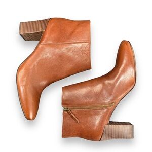 Nine West Block Heel Brown Leather Ankle Boots